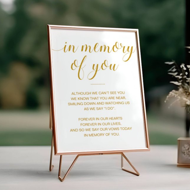 Gold In Memory Of You Poem Memorial Wedding Poster (Creator Uploaded)