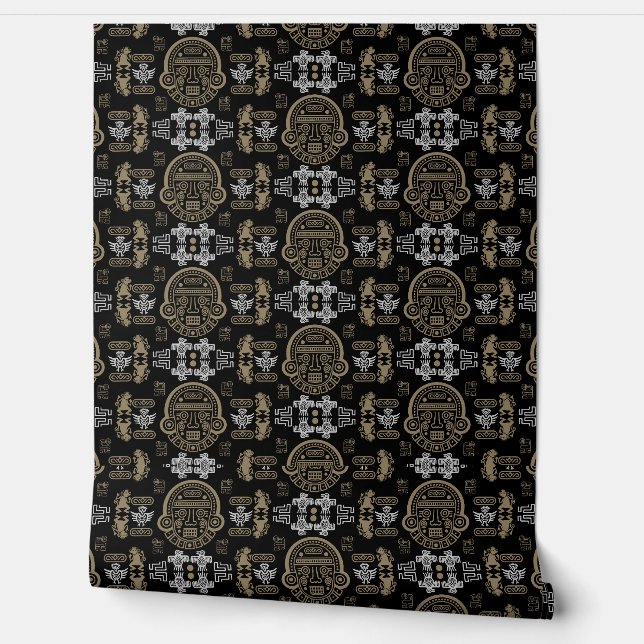 Gold inca Aztec Home Decor Wallpaper (Unrolling)