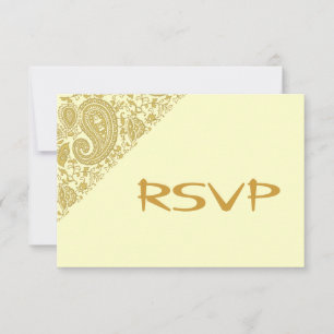 Gold indian damask RSVP Card
