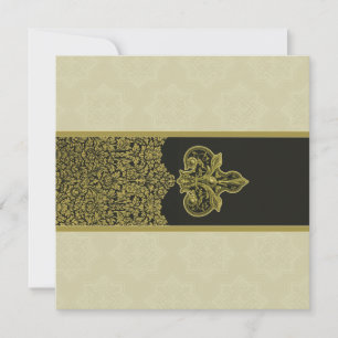 Gold Indian Floral Ornament Wedding Invitation
