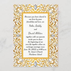 Gold Indian Hindu Wedding Invitation