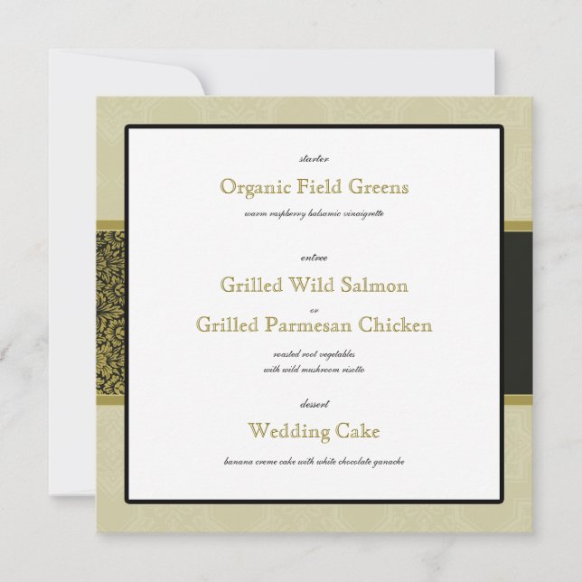 Gold Indian Ornament Wedding Reception Menu Card (Front)