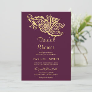 Gold Indian Paisley Bridal Shower Invitation