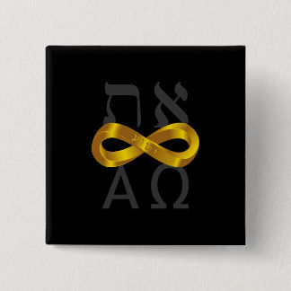 Gold Infinity symbol. Aleph Tav - Alpha and Omega 15 Cm Square Badge