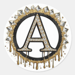 Gold Initial A Wedding Gift Pearl Monogram Classic Round Sticker