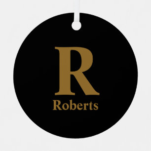 Gold Initial/First/Family Name On Black Metal Tree Decoration