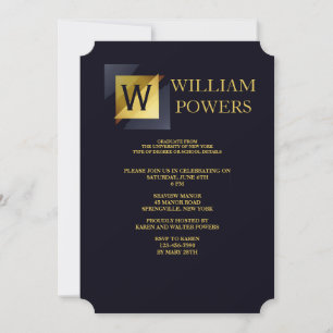 Gold Initial Invitation