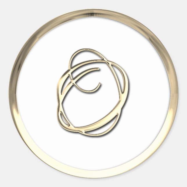 Gold Initial Monogram O Script Any Colour Classic Round Sticker (Front)