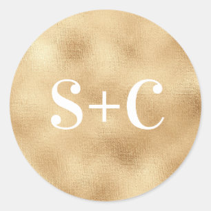 Gold Initial personalized wedding stickers