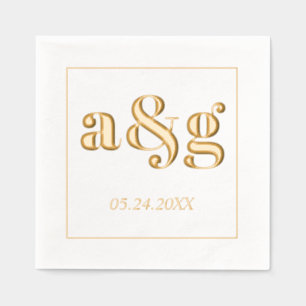 Gold initials bold typography wedding foil napkins