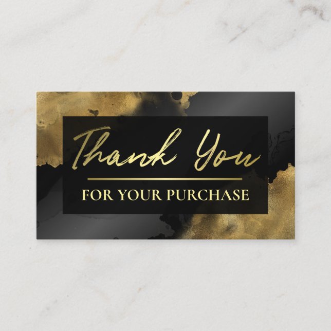 Gold Ink Thank You For Your Purchase Business Card (Front)