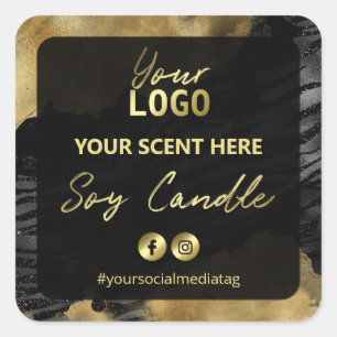 Gold Ink Zebra Print Soy Candle Labels