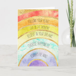 Gold Inspirational Quotes Rainbow Card