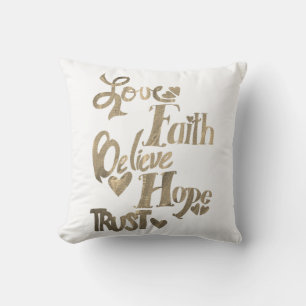 Gold Inspirational Word Collage Pillow