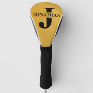 Gold Intersecting Initial Letter Name Typography Golf Head Cover