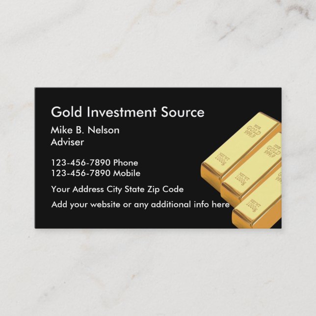 Gold Investing Commodities Business Card (Front)