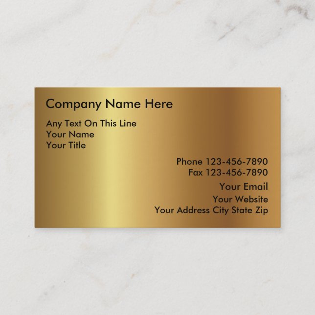 Gold Investment Business Cards (Front)