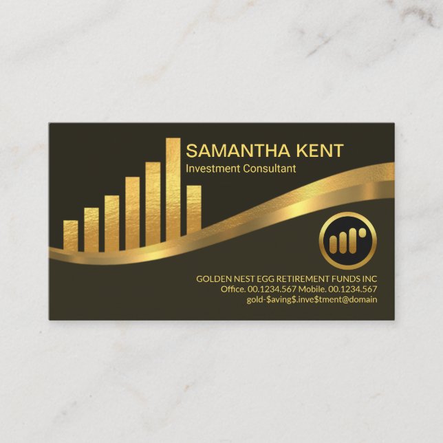 Gold Investment Uptrend Share Graph Wave Financial Business Card (Front)
