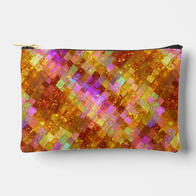 Gold Iridescent Mosaic Pattern Accessory Pouch (Front)