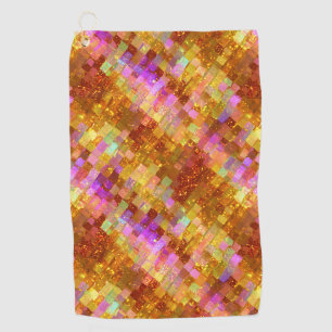 Gold Iridescent Mosaic Pattern Golf Towel