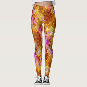 Gold Iridescent Mosaic Pattern Leggings