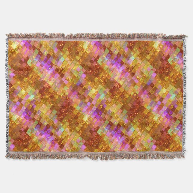 Gold Iridescent Mosaic Pattern Throw Blanket (Front)