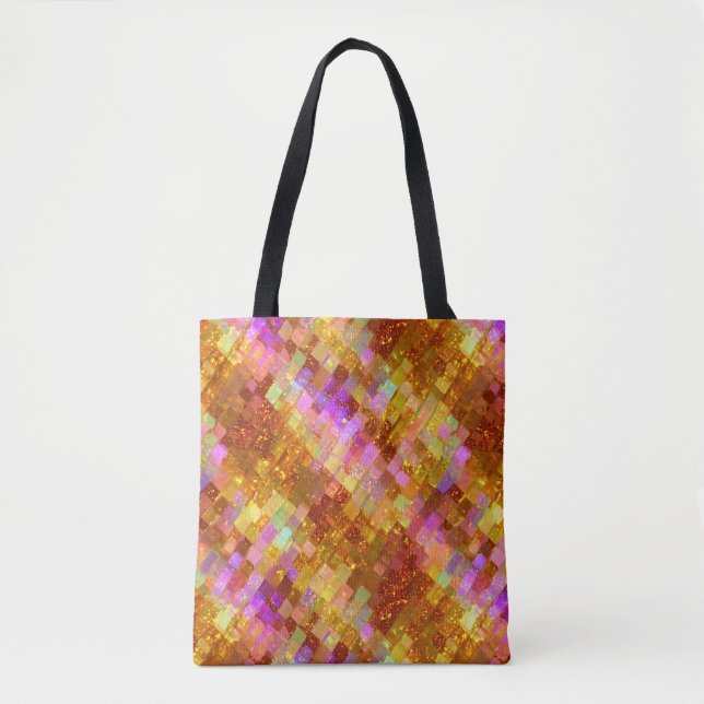 Gold Iridescent Mosaic Pattern Tote Bag (Front)