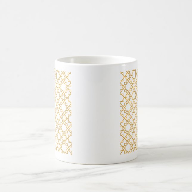 Gold Islamic Geometric Star Pattern Minimalist Sea Coffee Mug (Center)