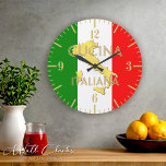 Gold Italy Country Italian Flag Wall Clock<br><div class="desc">Bring a little la dolce vita to your walls with this Custom Gold Italy Country Italian Flag Wall Clock. Sleek gold details paired with the iconic Italian flag design make this piece a total showstopper. Perfect for kitchens, offices, cafés, or anyone reppin’ their Italian roots with style. It’s super easy...</div>