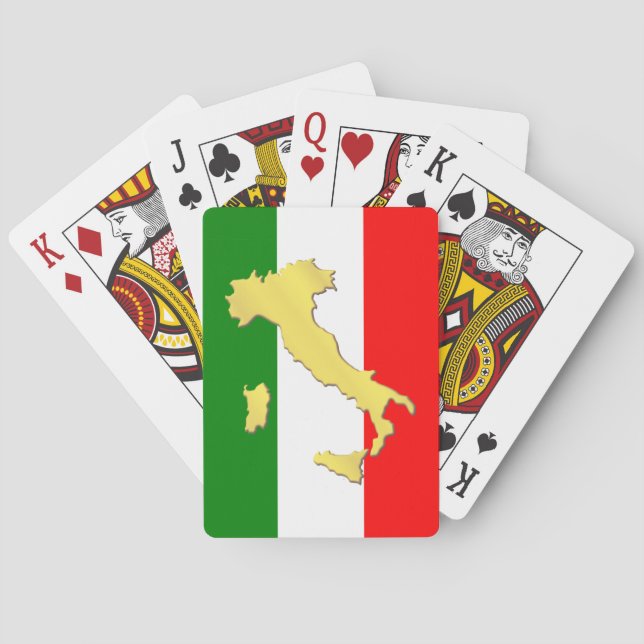 Gold Italy Map Italian Flag Playing Cards (Back)