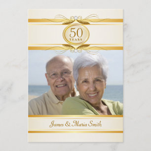 Gold & Ivory 50th Anniversary Party Invitations