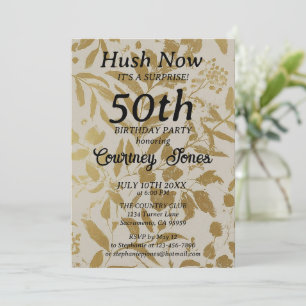 Gold Ivory Botanical 50th Birthday Invitation