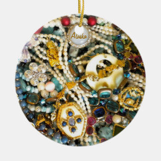 Gold & Ivory Ceramic Ornament