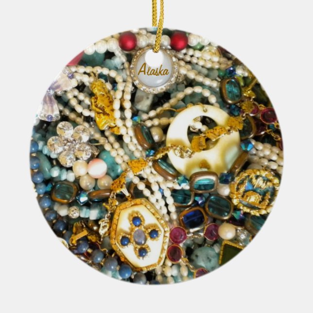 Gold & Ivory Ceramic Ornament (Front)