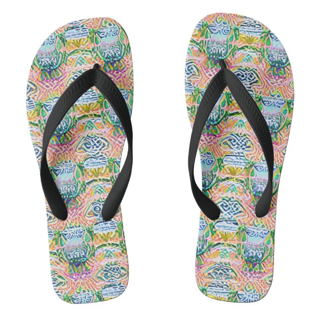 gold ivory dark blue light pink green thongs (Footbed)