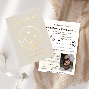 Gold & Ivory Passport Wedding Invitation
