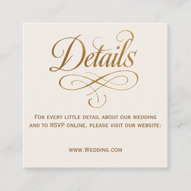 Gold & Ivory QR Wedding Details Card (Front)