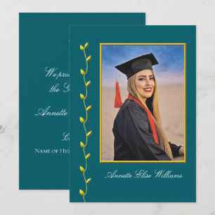 Gold Ivy design with Photo Grad Announcment Announcement