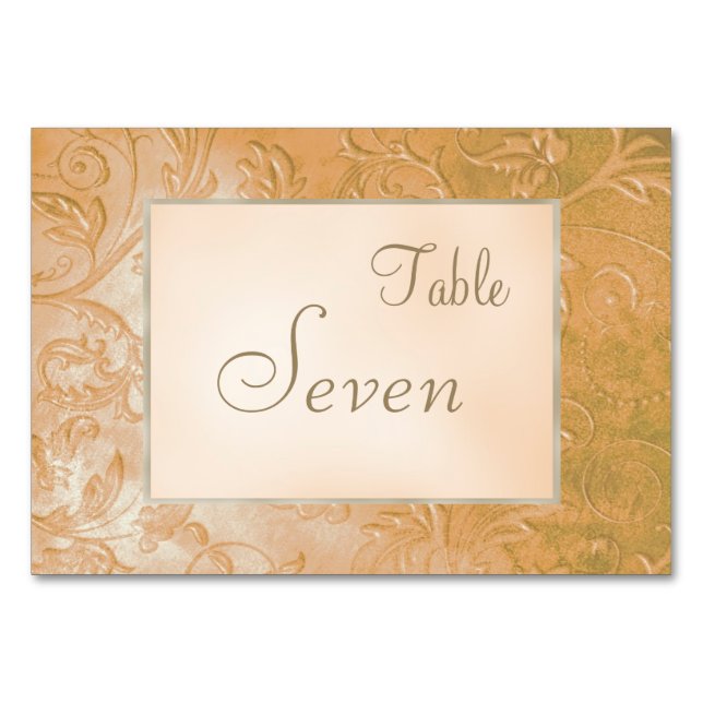 Gold Jade Autumn Floral Border Wedding Table Number (Front)