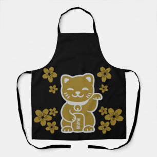 Gold Japanese Maneki-neko Apron