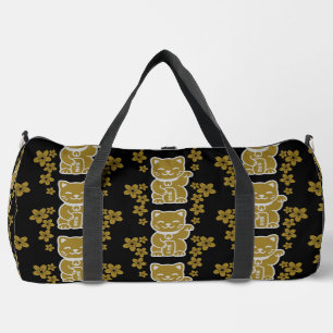 Gold Japanese Maneki-neko Duffle Bag