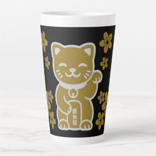 Gold Japanese Maneki-neko Latte Mug