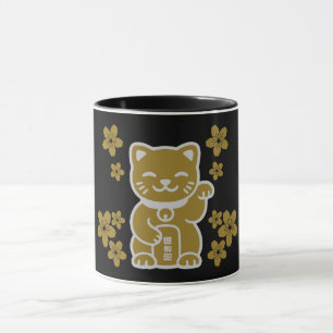 Gold Japanese Maneki-neko Mug