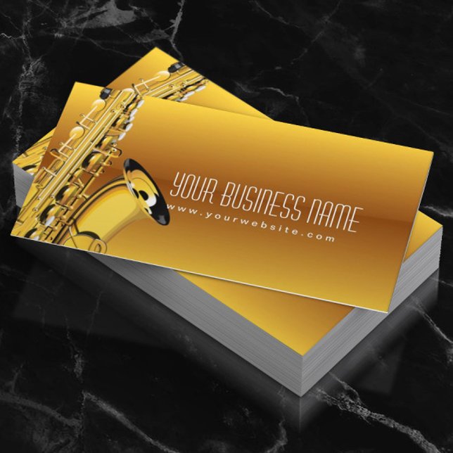Gold Jazz Saxophone Music Business Card (Creator Uploaded)