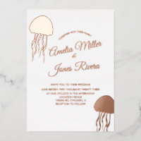 Gold JellyFish Wedding Pressed Foil Invitation
