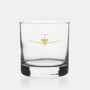 Gold Jet Aeroplane Whiskey Glass