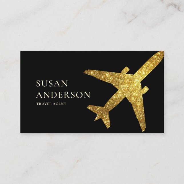 Gold Jet Business Card – Luxury Travel Design (Front)
