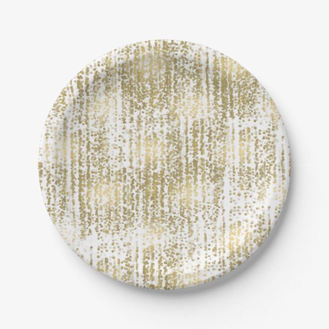 Gold Jewel Bokeh Abstract Wedding Paper Plate (Front)