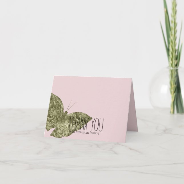 Gold Jewel Butterfly Thank you Card (Front)