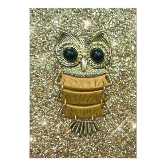 Gold Jewel Owl Card